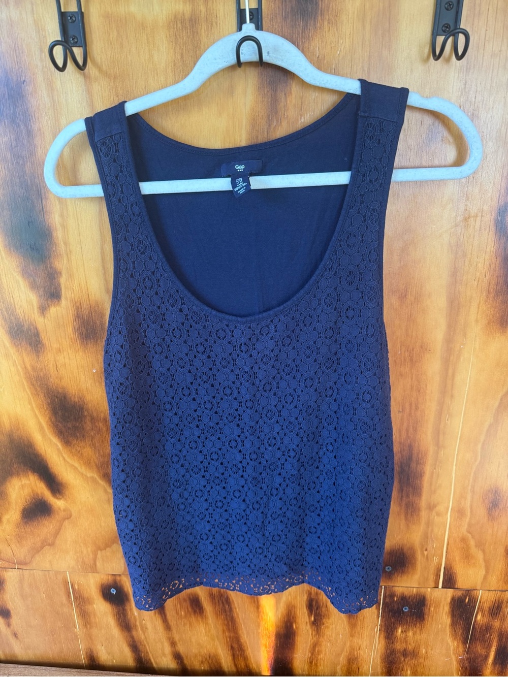 GAP Navy Lace Overlay Scoop Tank Top